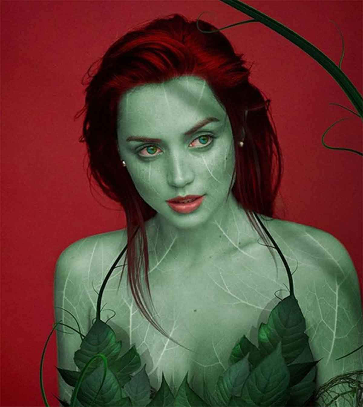 espectacular fan art de ana de armas como hiedra venenosa (poison ivy)