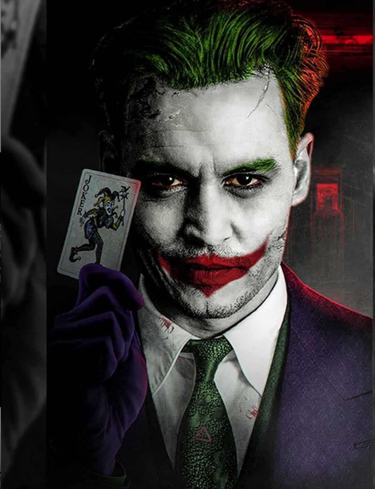 espectacular fan art de johnny depp como el joker de the batman