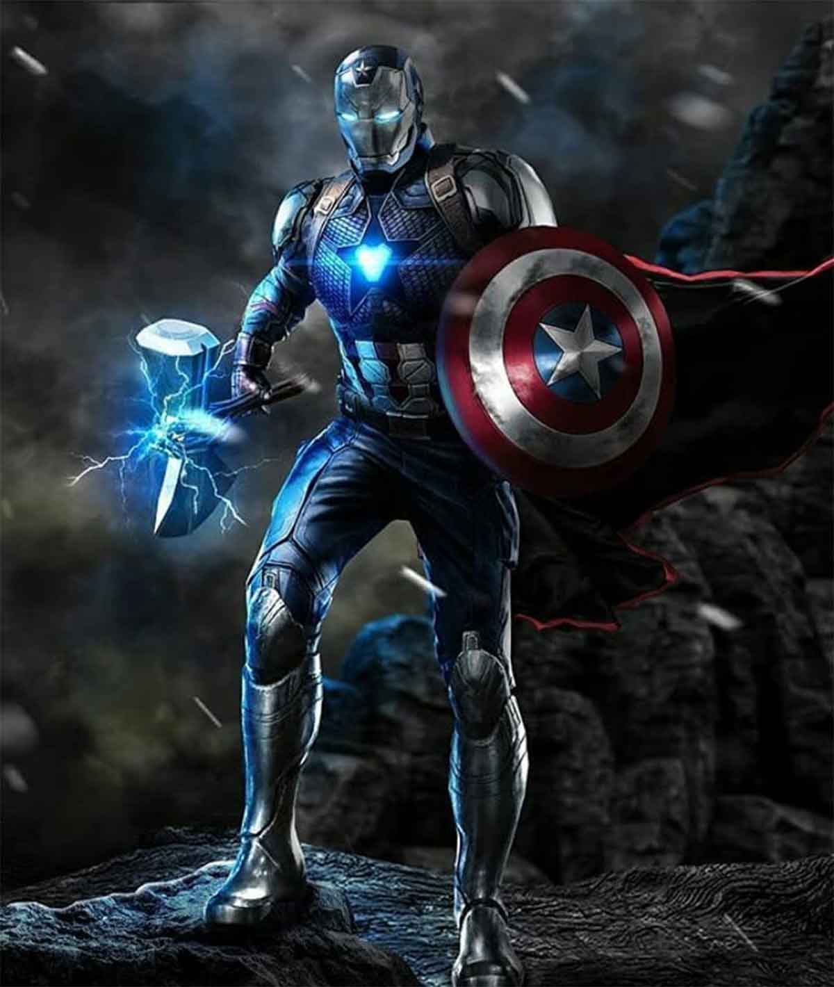 espectacular fan art de iron man, capitán américa y thor combinados