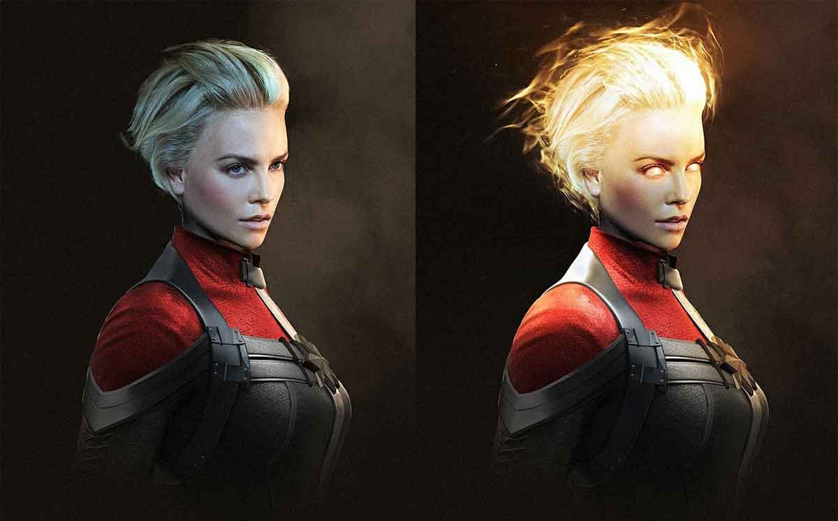 espectacular fan art de charlize theron como capitana marvel