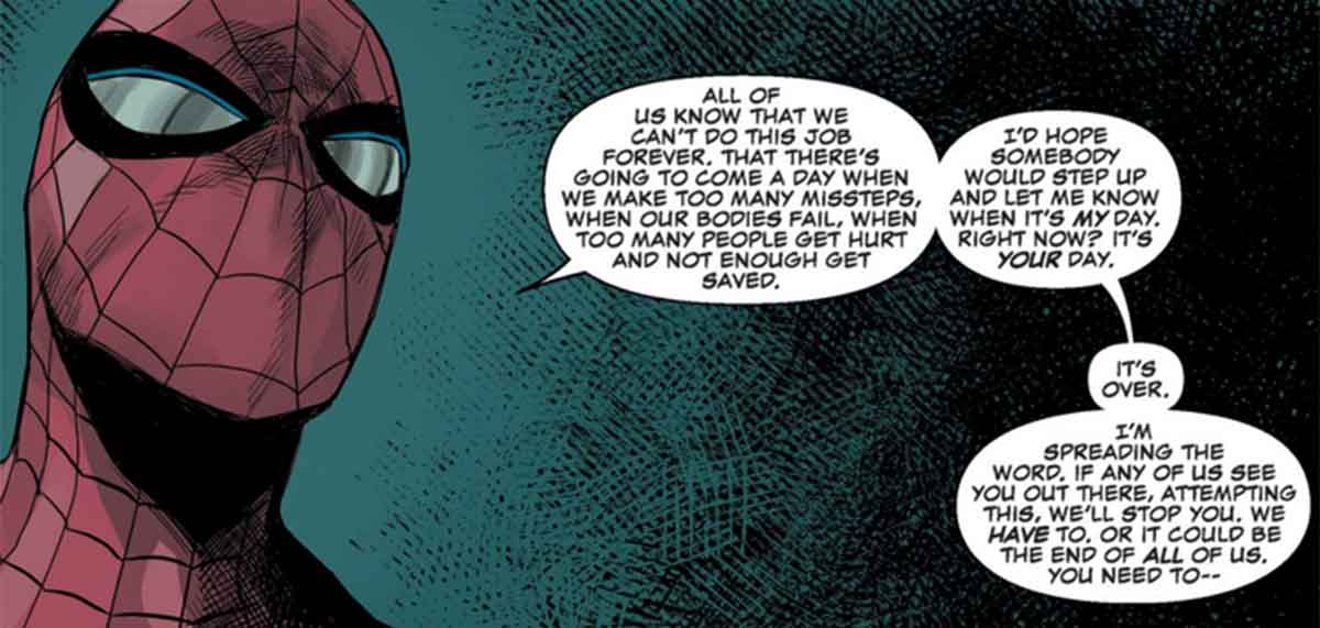 daredevil le da una lección de responsabilidad a spider-man