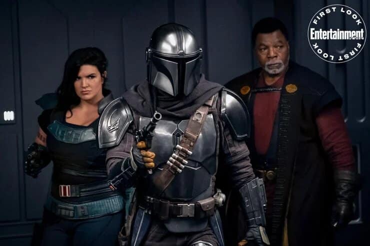 cara dune din djarin and-greef karga in the mandalorian season -2