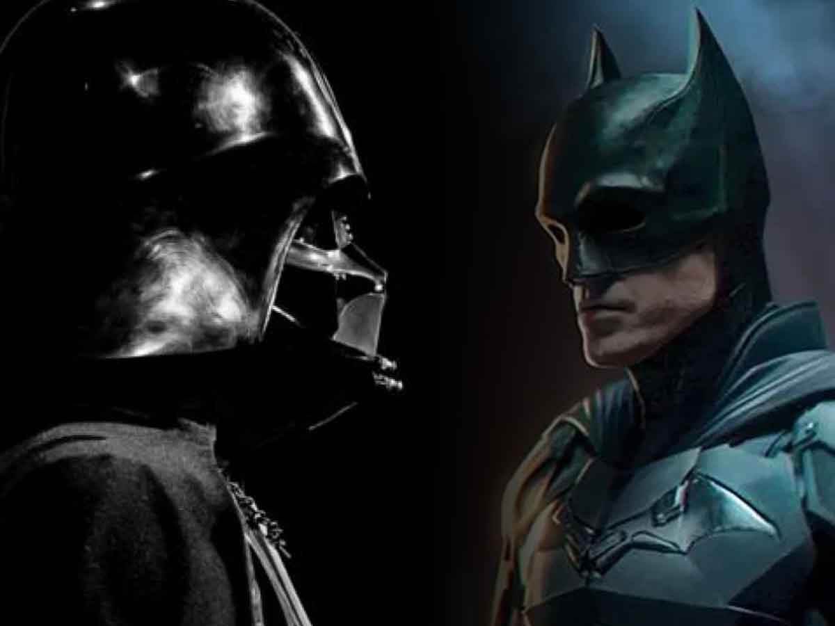 espectacular fan art de darth vader enfrentándose a batman de robert pattinson
