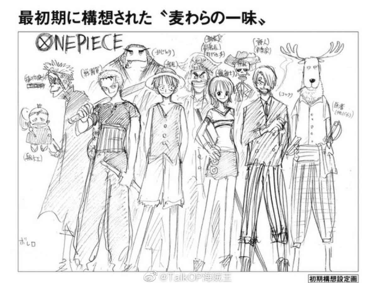 one piece revela el diseño original de los protagonistas