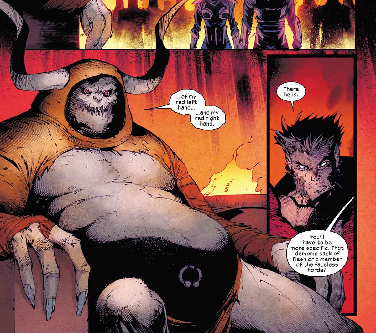 cuando wolverine se dirige al infierno en busca de la espada de muramasa se encuentra que un viejo enemigo de daredevil bloquea su camino.