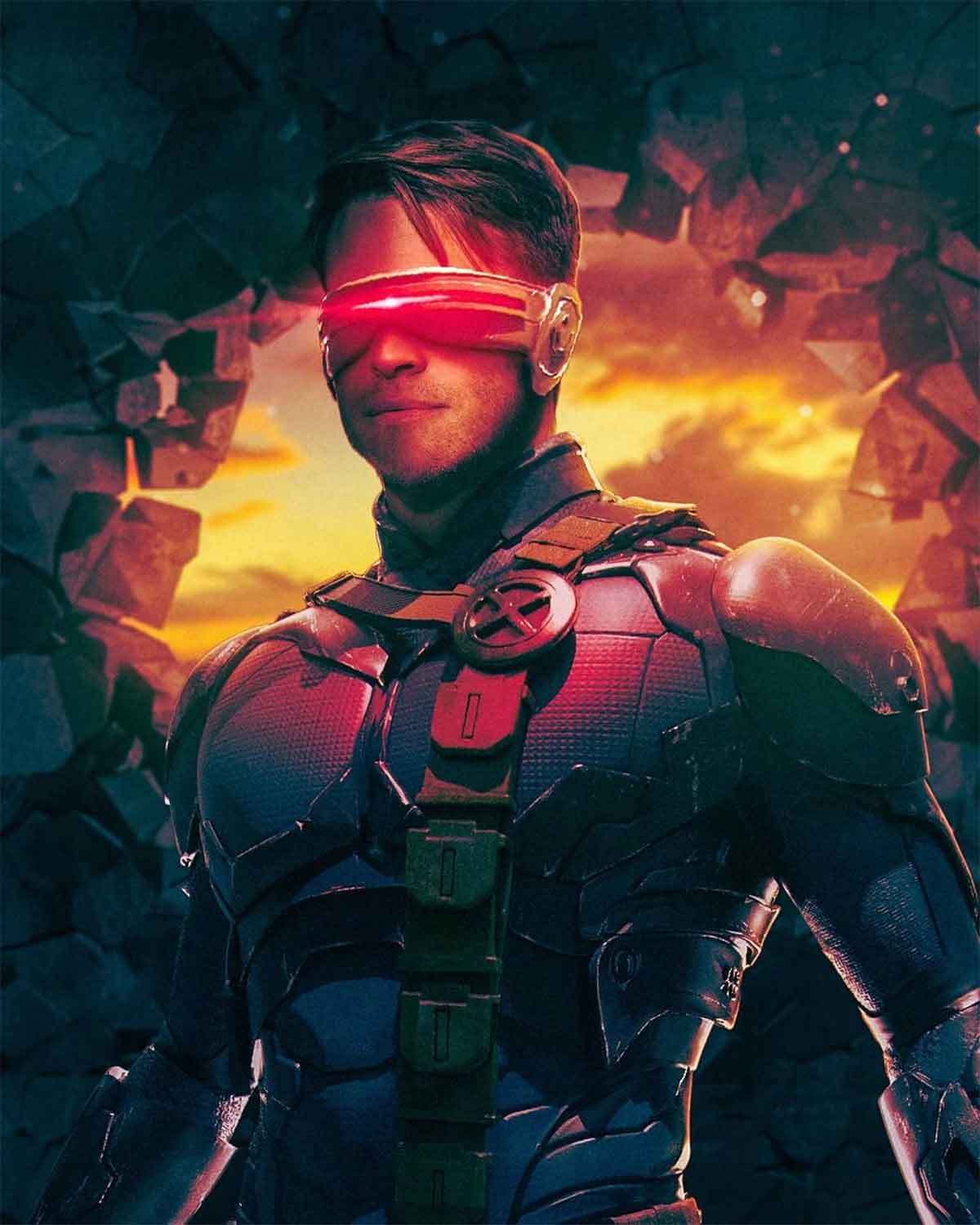 espectacular fan art de chris pine como cíclope de los x-men