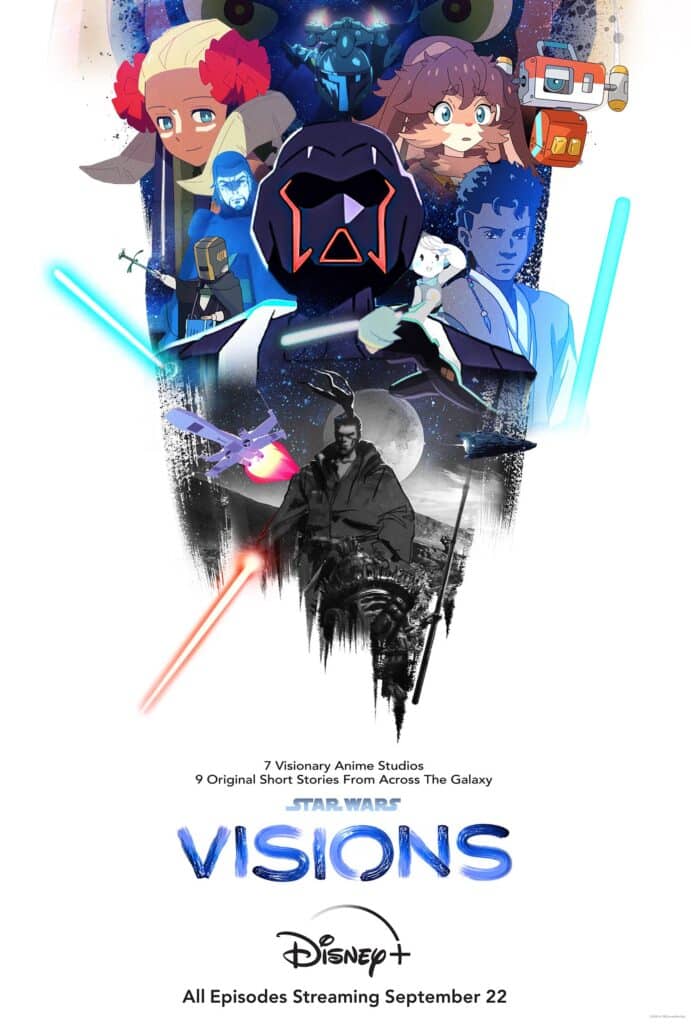 póster oficial de star wars: visions con sus personajes