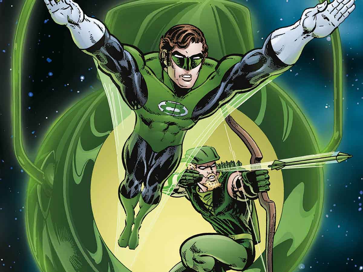 green lantern – green arrow. héroes errantes en el espacio. añadiendo verde al color de las estrellas