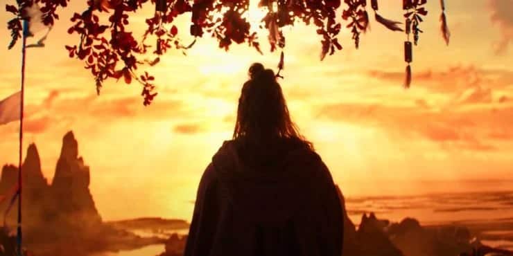 la puesta de sol en el tráiler de thor: love and thunder