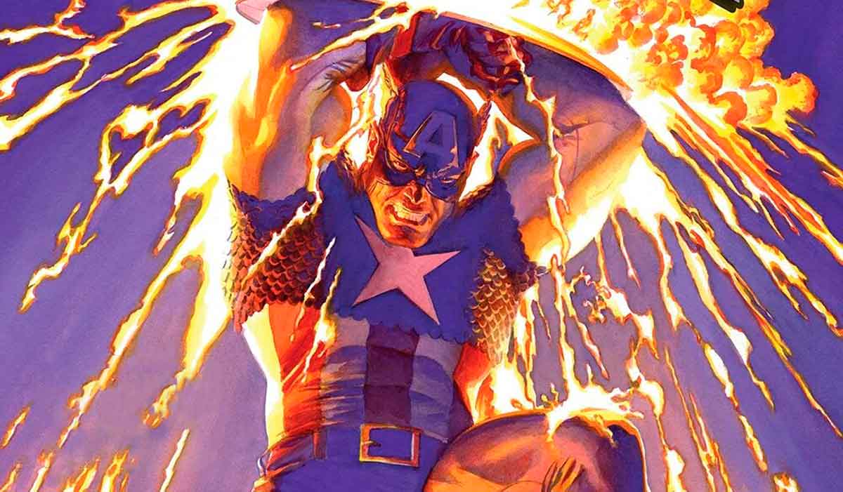 capitán américa protegiéndose de un ataque con su escudo