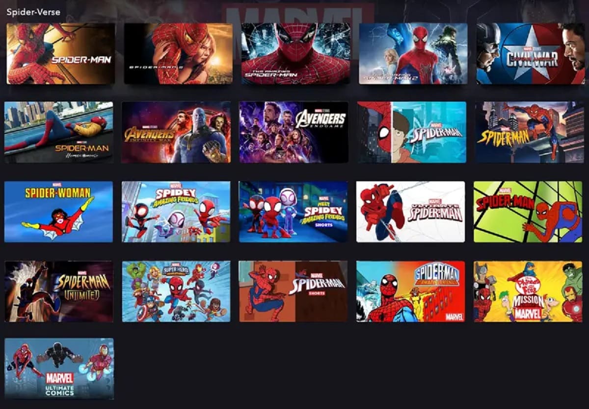 la categoría de spider-man en disney+