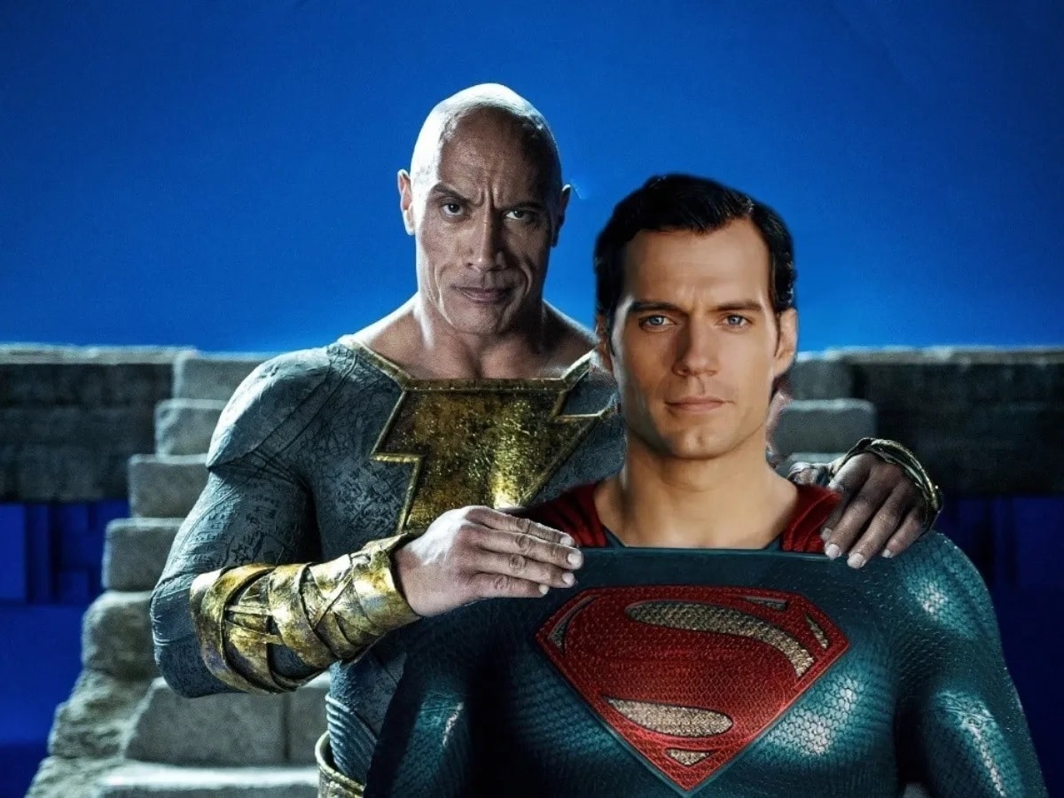 the rock (black adam) - henry cavill como superman