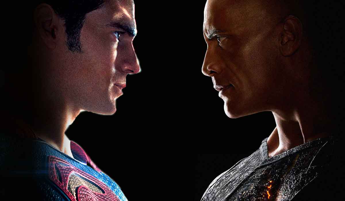 black adam (the rock) vs superman (henry cavill) en warner