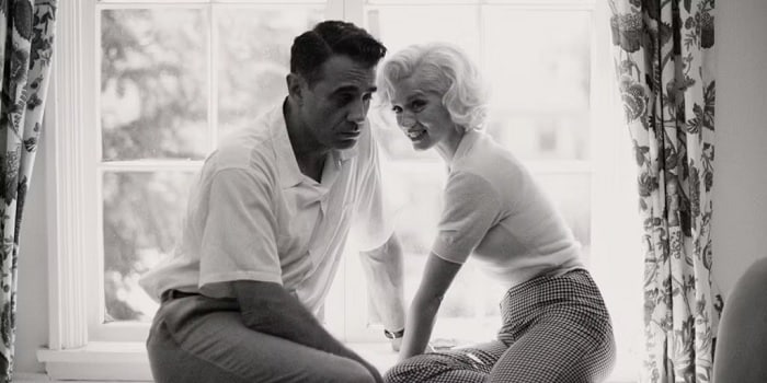 joe dimaggio y su mujer en la película de blonde