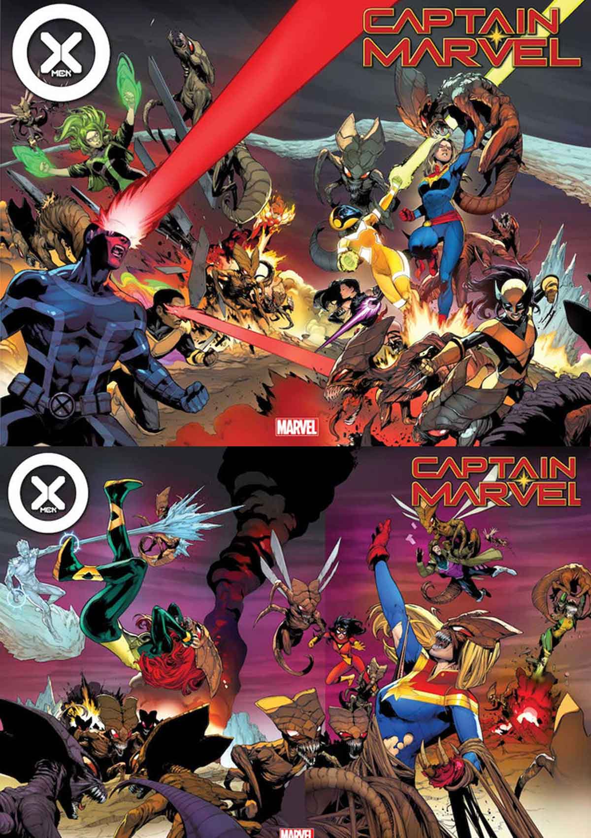 los x-men y capitana marvel