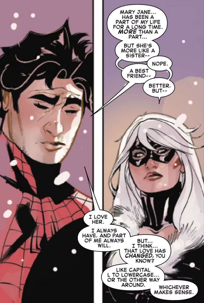 peter parker y felicia hardy en los cómics