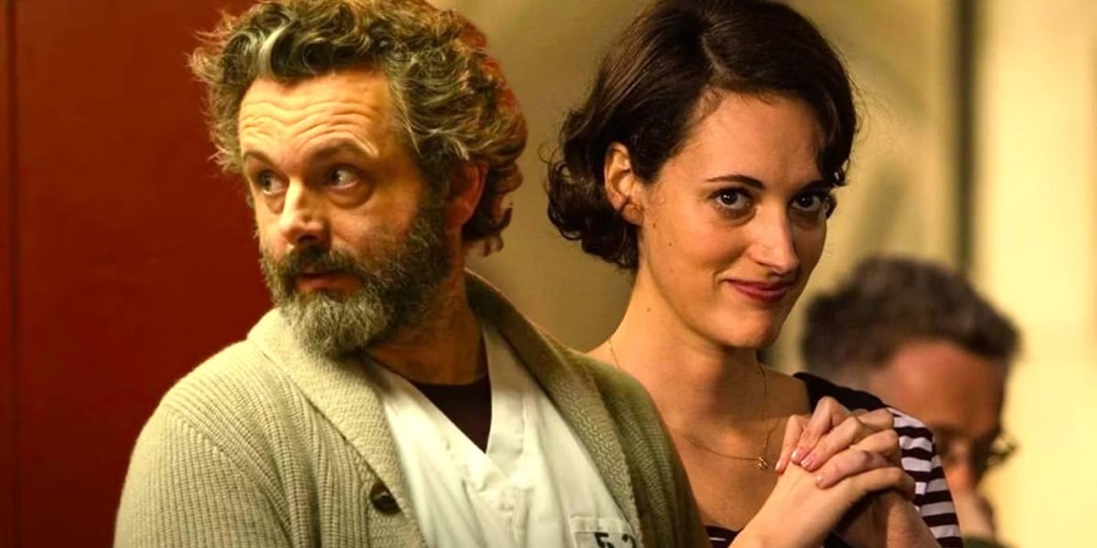 michael sheen y phoebe waller-bridge como vernon y tía petunia en hbo