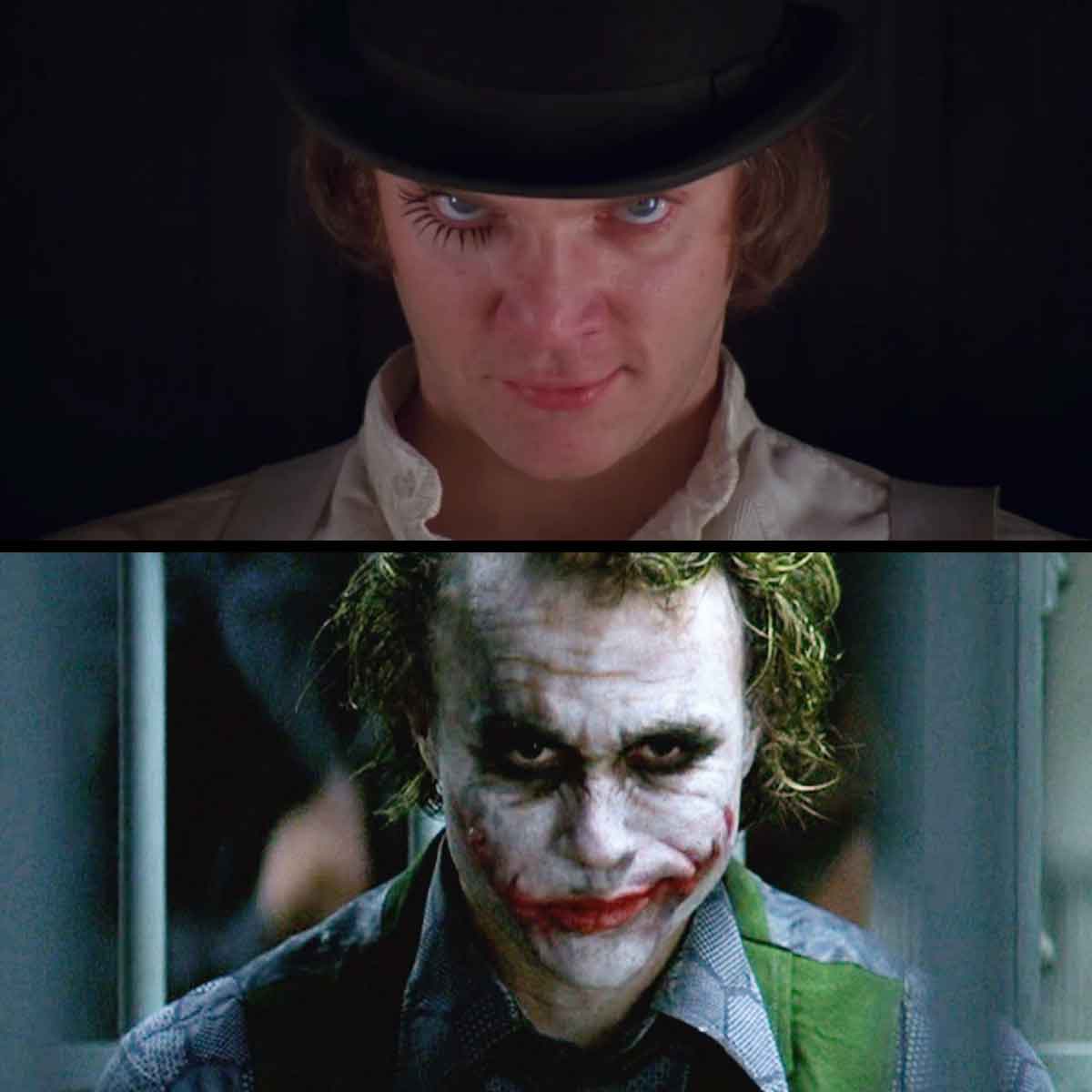 alex de la naranja mecánica y el joker de el caballero oscuro - christopher nolan ha copiado a stanley kubrick