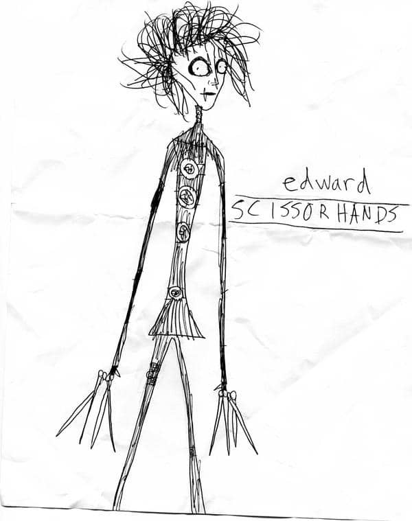 edward scissorhands dibujo de tim burton