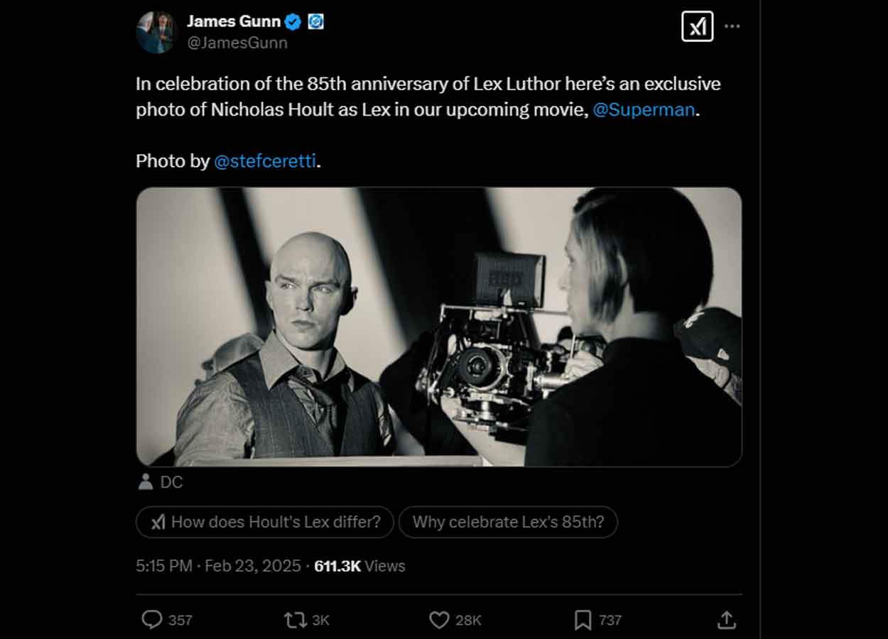 superman ¡james gunn comparte nueva foto de lex luthor muy amenazante!